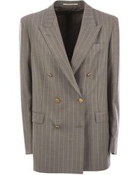 Tagliatore - Stretch Wool Double-Breasted Pinstripe Blazer - Lyst