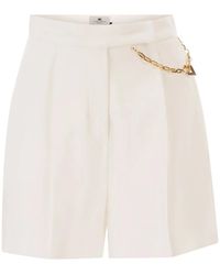 Elisabetta Franchi - Gabardine Shorts With Jewelled Logo - Lyst