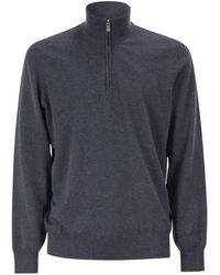 Brunello Cucinelli - Cashmere Turtleneck Sweater With Zipper - Lyst