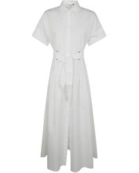 Max Mara - Agoraio Belted Short Sleeves Popeline Dress - Lyst