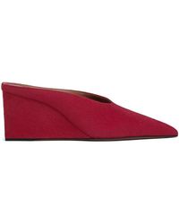 Alaïa - Raspberry Suede Mule With Wedge - Lyst