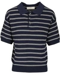 DUNST - Cotton Blend Striped Polo Shirt - Lyst