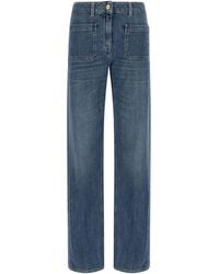 Elisabetta Franchi - Logo Embroidered Straight Jeans - Lyst