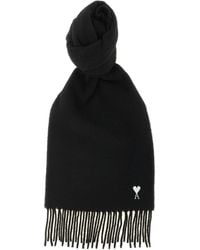 Ami Paris - 'Quota' Scarf With Adc Embroidery And Fringes - Lyst