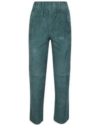 Via Masini 80 - Elastic Waist Suede Trousers - Lyst