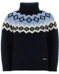 Prada - Dark Wool Blend Sweater - Lyst