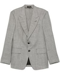 Tom Ford - Herringbone-Pattern Wool Blend Blazer - Lyst