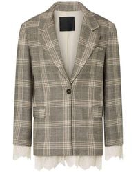 Liu Jo - Check Blazer With Lace Details - Lyst