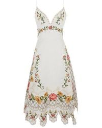 FARM Rio - "Flower Embroidery" Sleeveless Midi Dress - Lyst