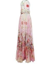 Roberto Cavalli - Miami Flowers Silk Long Dress - Lyst
