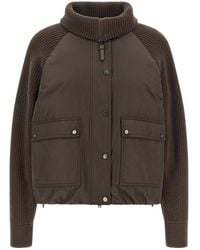 Brunello Cucinelli - Knit Insert Down Jacket - Lyst