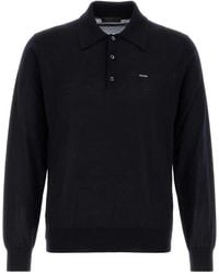 Prada - Midnight Wool Polo Shirt - Lyst