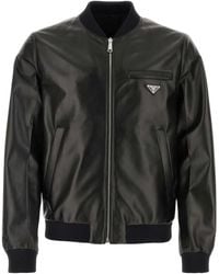 Prada - Nappa Leather Reversible Bomber Jacket - Lyst