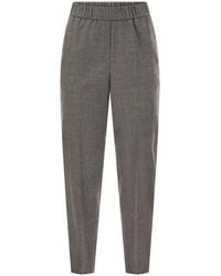 Peserico - Virgin Wool And Cashmere Tapered Trousers With Elasticated Waistband - Lyst