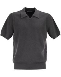 Brunello Cucinelli - Cotton Rib Knit Polo Shirt - Lyst