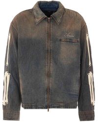 Amiri - Dark Dust Lea Bones Denim Jacket - Lyst