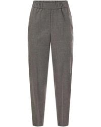 Peserico - Virgin Wool And Cashmere Tapered Trousers With Elasticated Waistband - Lyst