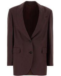 Brunello Cucinelli - Aubergine Viscose Blend Blazer - Lyst