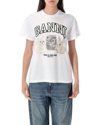 Ganni - Animal Print T-Shirt - Lyst