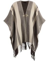 Fay - Wool Poncho With Hook - Lyst