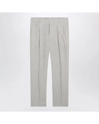 Dolce & Gabbana - Dolce & Gabbana Pinstripe Linen Tailored Trousers - Lyst