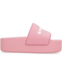 Givenchy - Logoed Rubber Platform Slides - Lyst