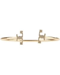 Tory Burch - Tone Brass Logo Cuff Bracelet - Lyst