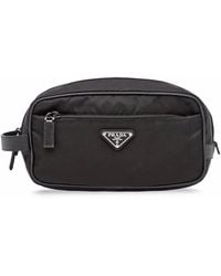 Prada - Re-Nylon And Saffiano Leather Travel Pouch - Lyst