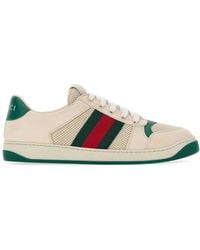 Gucci - Ivory Mesh And Suede Screener Sneakers - Lyst