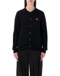COMME DES GARÇONS PLAY - Wool Cardigan With Crystal Heart - Lyst
