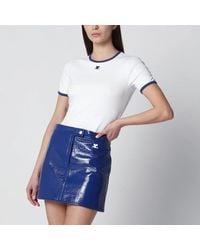 Courreges - Courrèges/ Contrast Cotton Crew-Neck T-Shirt - Lyst