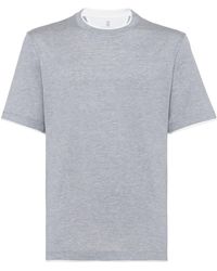 Brunello Cucinelli - Silk And Cotton Lightweight Jersey Crew-Neck T-Shirt With Faux-Layering - Lyst