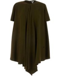 Loewe - Khaki Stretch Cady Mini Dress - Lyst