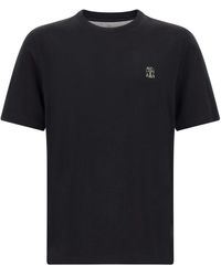 Brunello Cucinelli - Logo Embroidery T-Shirt - Lyst