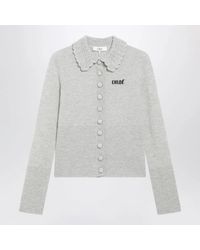 Chloé - Slim-Fit Logo Wool Cardigan - Lyst