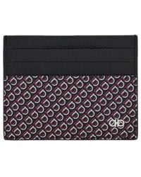 Ferragamo - Micro Gancio-Print Hammered Leather Card Holder - Lyst