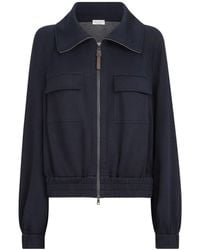 Brunello Cucinelli - Cotton-Silk Interlock Cardigan Featuring Patch Pockets And A Signature Monili Zipper Pull - Lyst