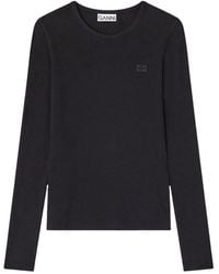 Ganni - Long-Sleeve Crew-Neck T-Shirt - Lyst