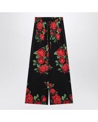 Dolce & Gabbana - Dolce&Gabbana Silk Trousers With Floral Print - Lyst