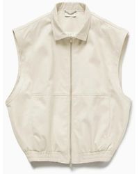 1989 STUDIO - Light Cream Gabardine Zip Up Vest - Lyst