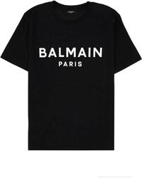 Balmain - T-Shirt With Logo Print Cotton T-Shirts - Lyst
