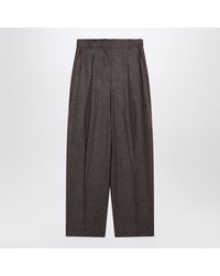 TOTEME - Taupe Highwaisted Flannel Trousers - Lyst