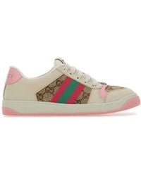 Gucci - Screener Web Stripe Leather Trainers - Lyst