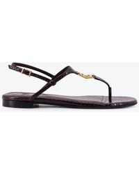 Fendi - Fold Leather Sandals With Reptile Effect - Lyst