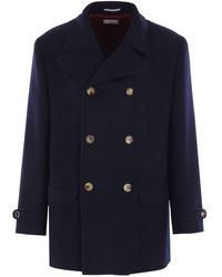 Brunello Cucinelli - Wool Double-Breasted Coat - Lyst