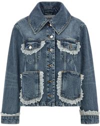 Ganni - Denim And Lace Jacket - Lyst
