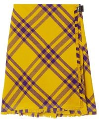 Burberry - Embroidered Wool Skirt - Lyst