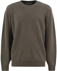 Brunello Cucinelli - Pure Cashmere Ribbed Crew-Neck Sweater With Cotton Details - Lyst