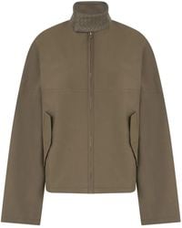 Bottega Veneta - Cotton Jacket With Braided Leather Collar - Lyst