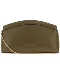 MICHAEL Michael Kors - Small Athena Leather Clutch With Adjustable Shoulder Strap - Lyst